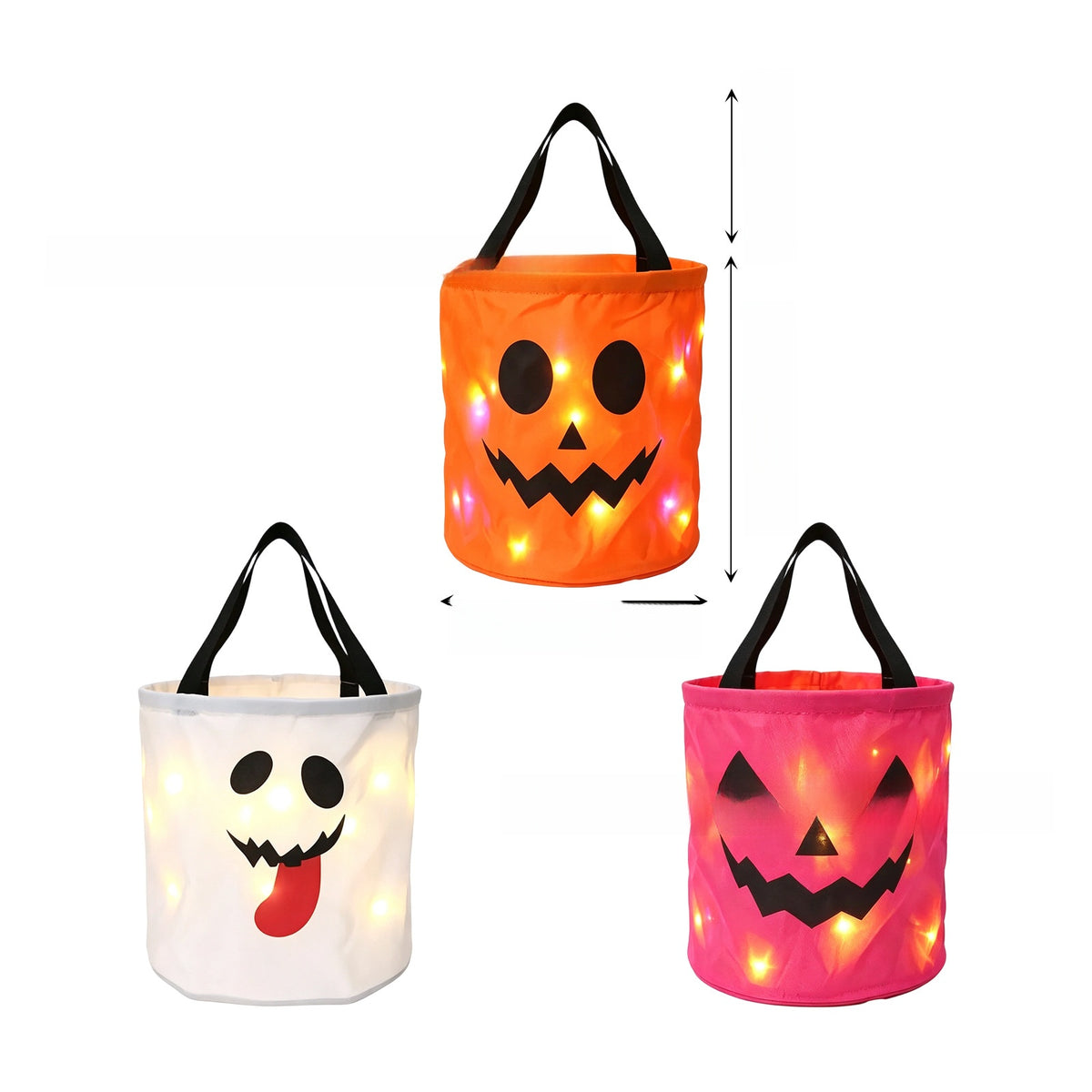 Halloween LED Pumpkin Candy Bucket - Metal