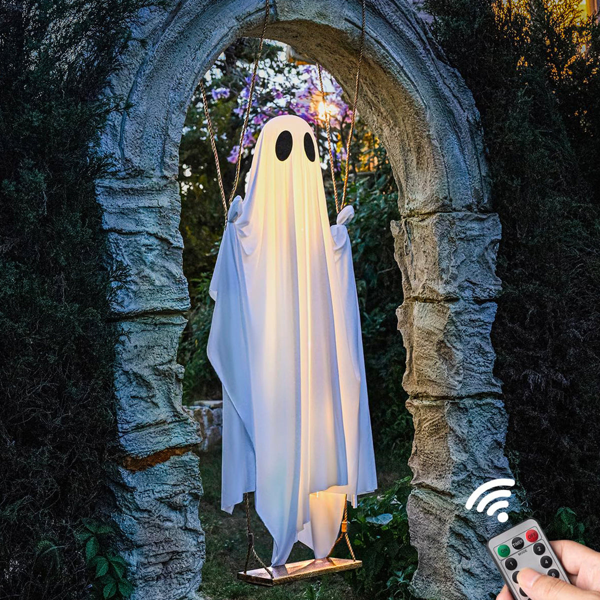 Halloween Large Hanging Swing Ghost with Lights