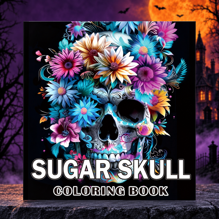 Sugar Skull coloring book with complete floral skull cover