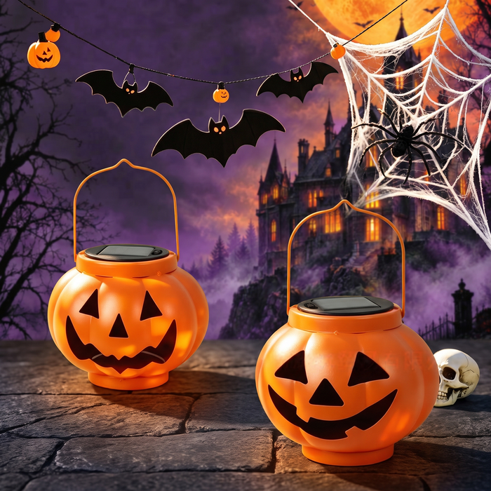 Solar Iron Lantern Pendant Halloween Pumpkin Lantern Outdoor Garden Decoration — Hallowicked hero (SUCAHCC00199)