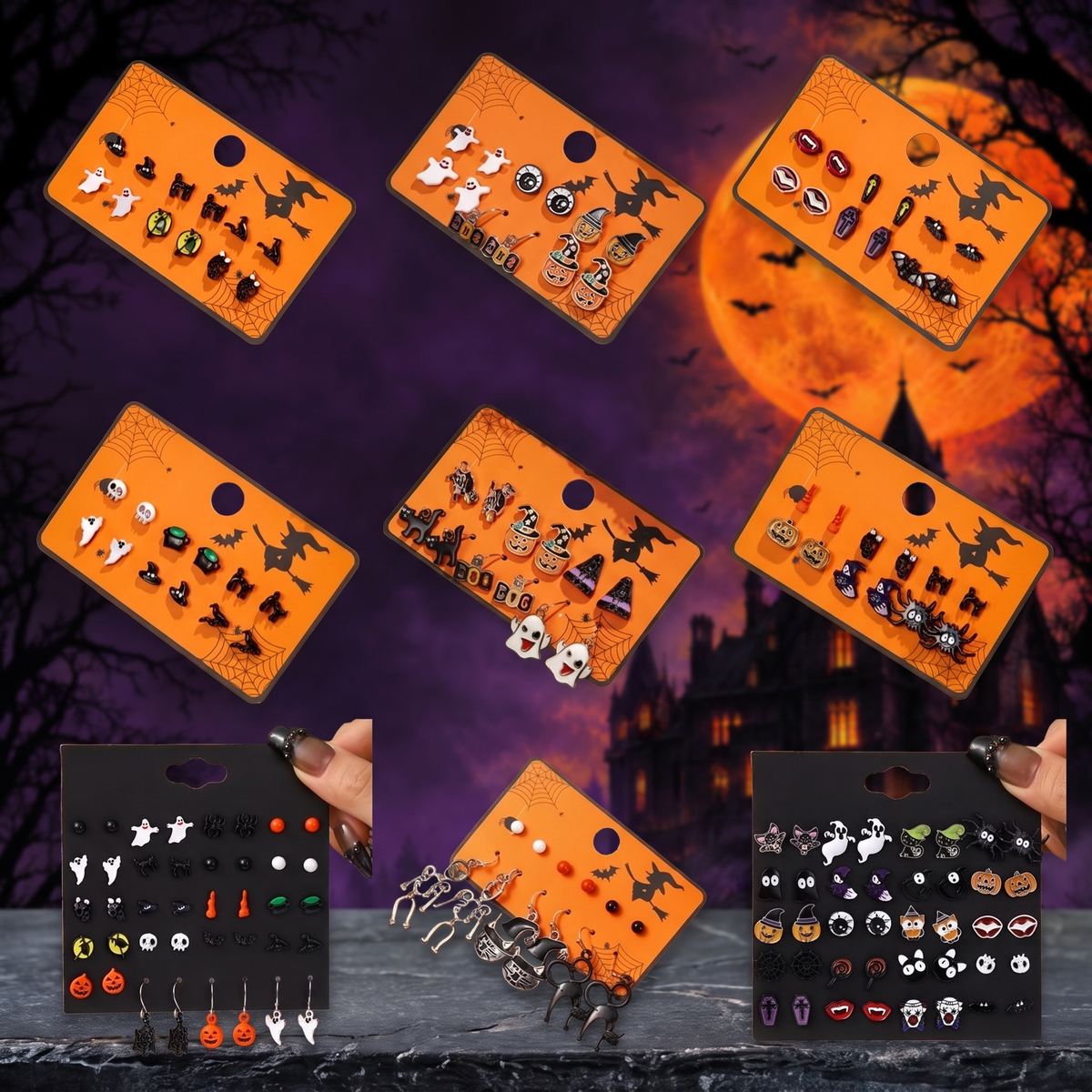 Cartoon Halloween Earrings Set — Hallowicked hero (SUJEWES00168)