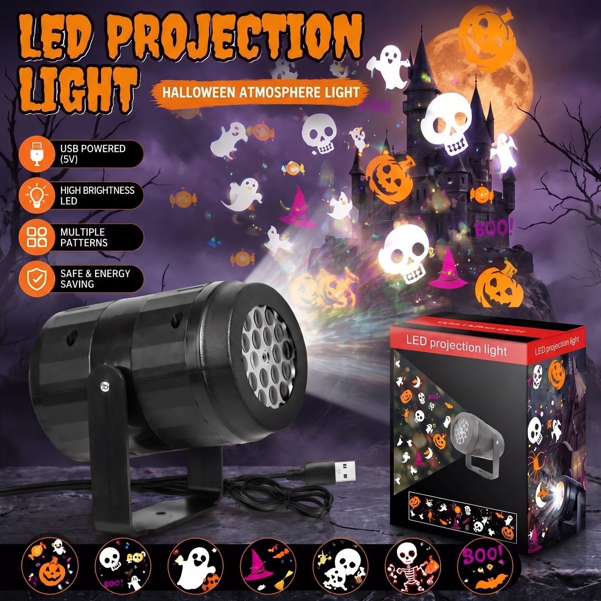 Halloween Pattern Projection Lamp — Hallowicked hero (SUVIDPH00055)