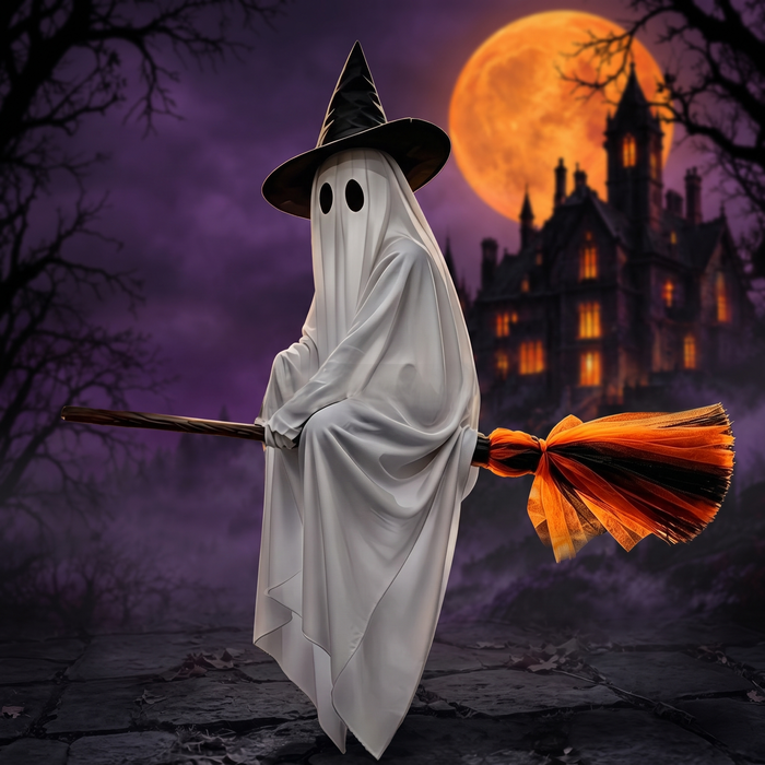 Flying Broom Ghost Halloween Decoration — Hallowicked hero (SUHODTO00009)