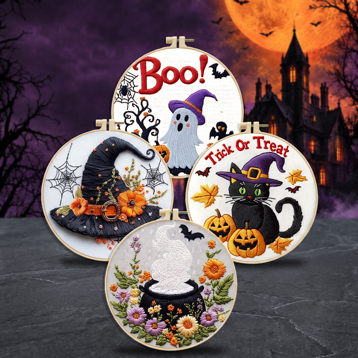 Halloween Cross Stitch Embroidery Kit with Hoop — Hallowicked hero (SUEDLCK00045)