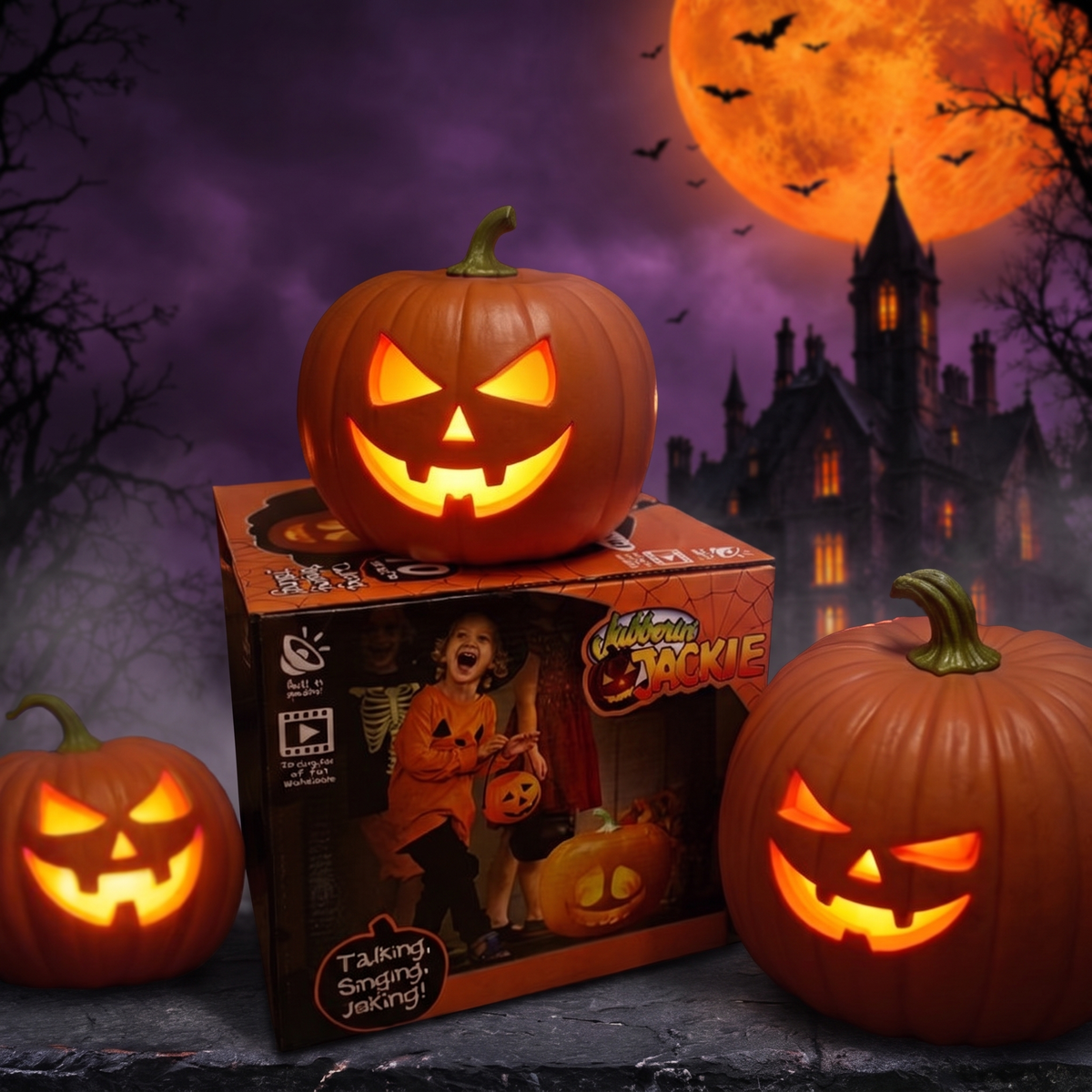 Pumpkin lantern Halloween decoration props will sing and talk — Hallowicked hero (SUOTHGT00718)