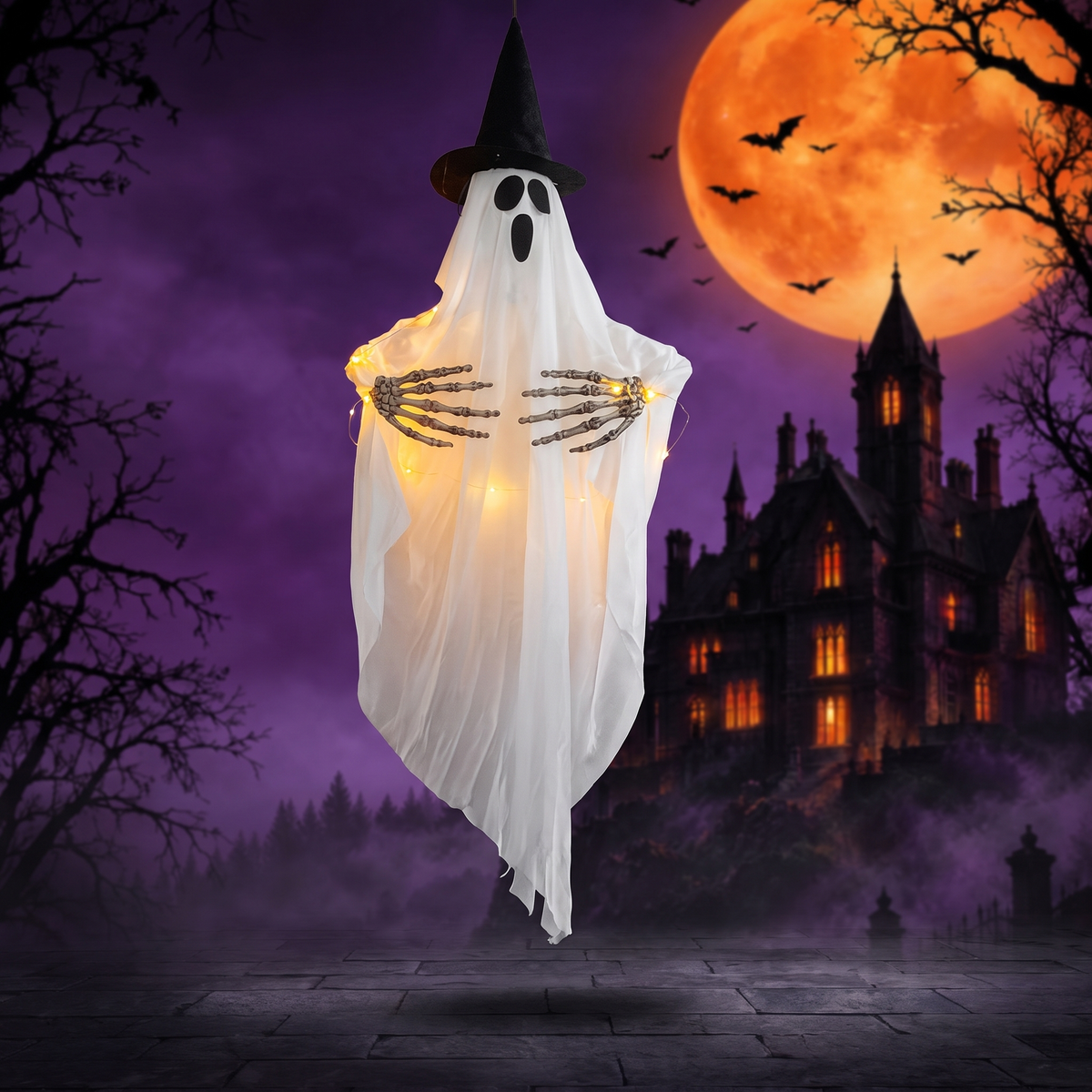Glowing Wizard Hat Ghost Halloween Decoration — Hallowicked hero (SUGAOOO00023)