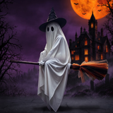 Flying Broom Ghost Halloween Decoration for Outdoor Scene — Hallowicked hero (SUACAOW00026)