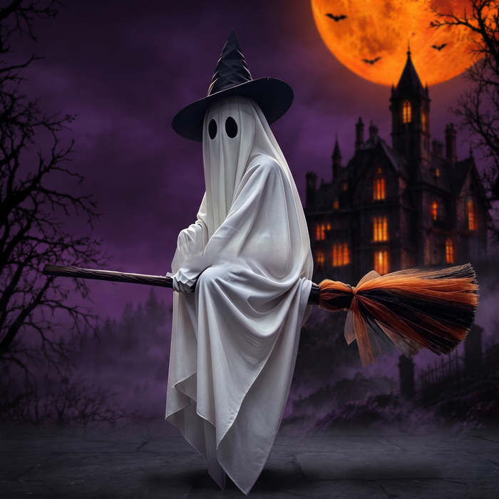 Flying Broom Ghost Halloween Decoration for Outdoor Scene — Hallowicked hero (SUACAOW00026)