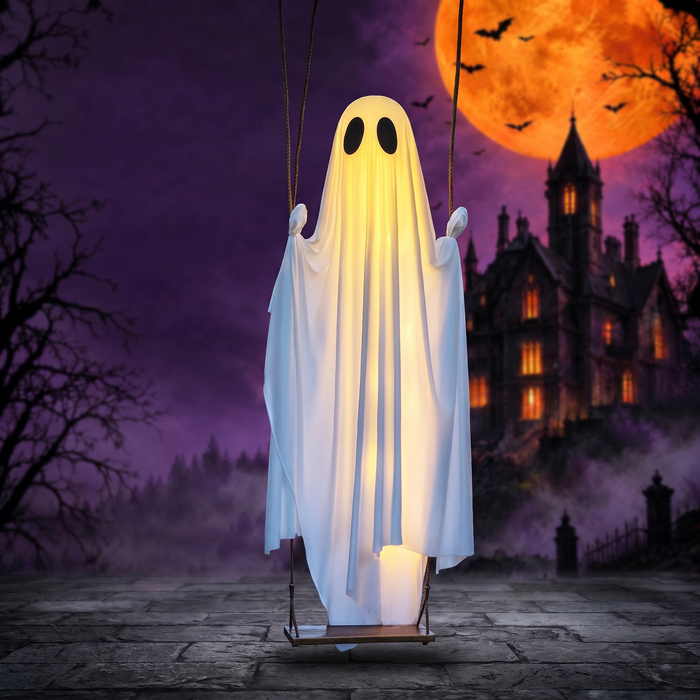 LED Illuminated Hanging Ghost Decor for Outdoor Halloween — Hallowicked hero (SUGAOOO00016)