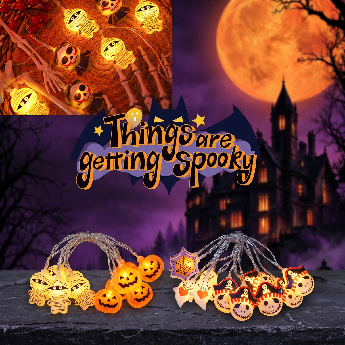 Halloween LED String Lights Pumpkin Ghost Decor — Hallowicked hero (SUSMHSL00017)