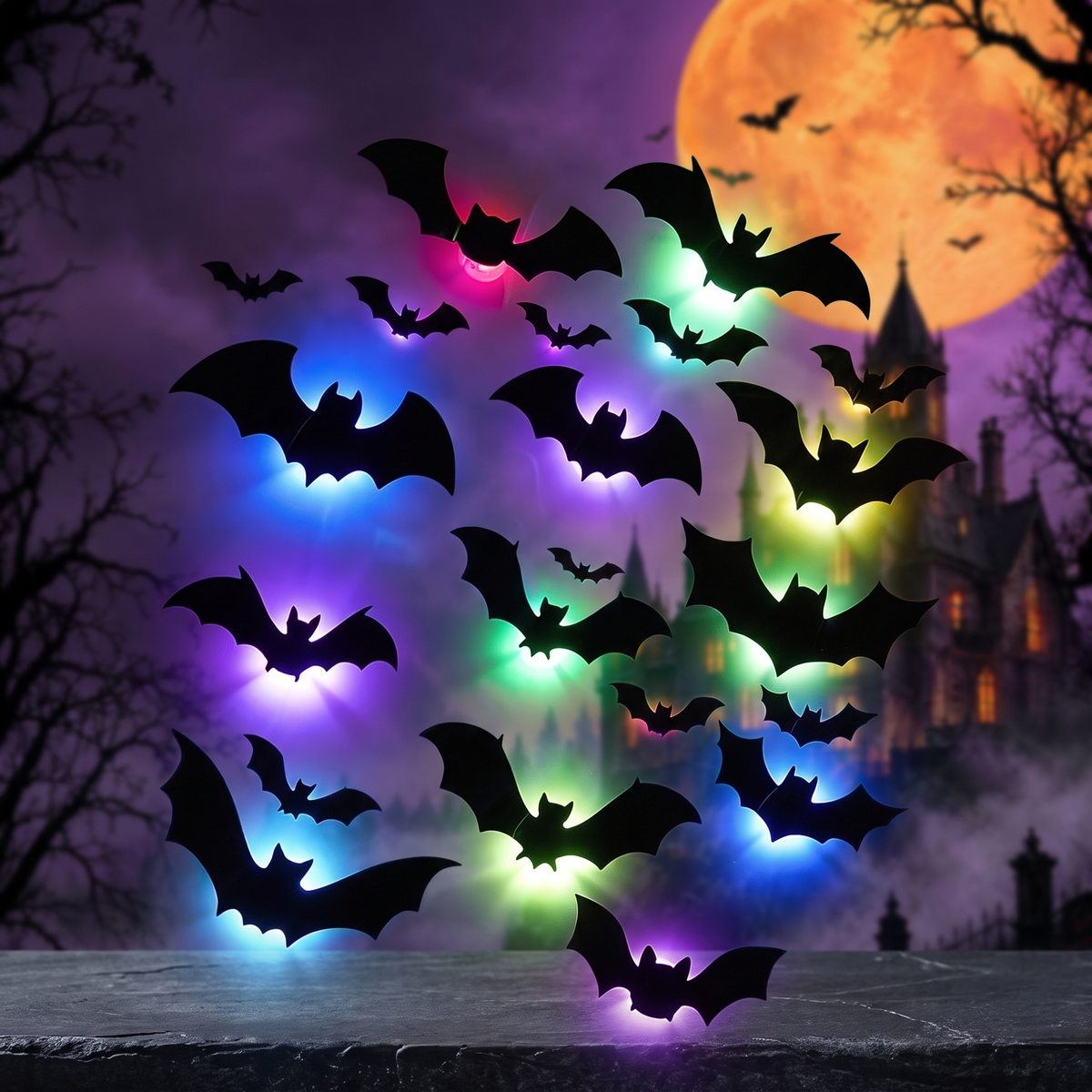 3D Halloween Glow Bat Spider LED Wall Decoration — Hallowicked hero (SUHODWD00002)