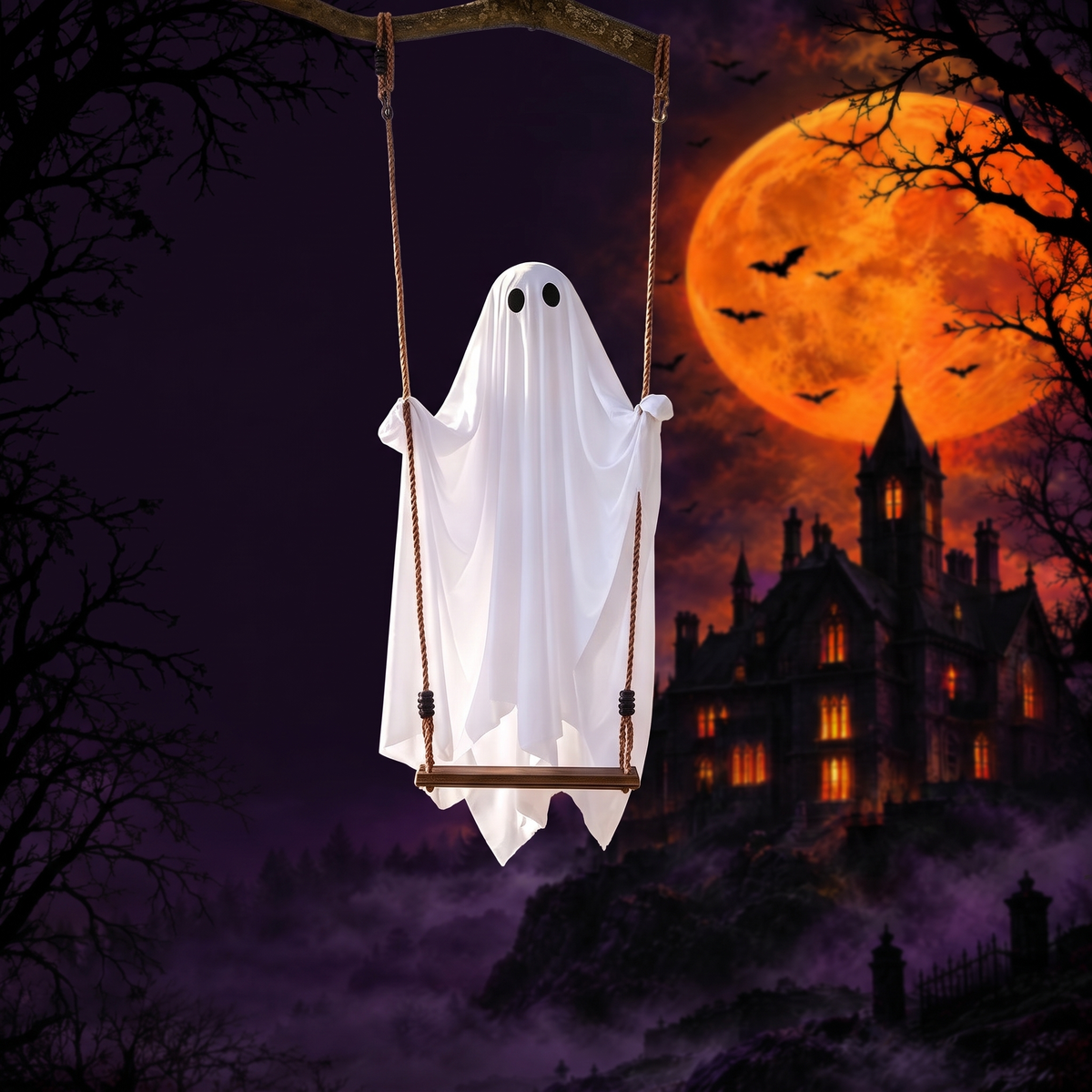 Glowing Halloween Ghost Swing Decoration — Hallowicked hero (SUACAOF00001)
