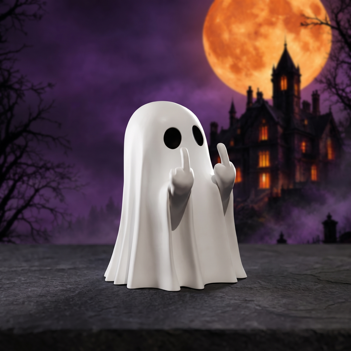 Halloween Cute White Ghost Resin Ornament Party Decoration — Hallowicked hero (SUHODTO00003)