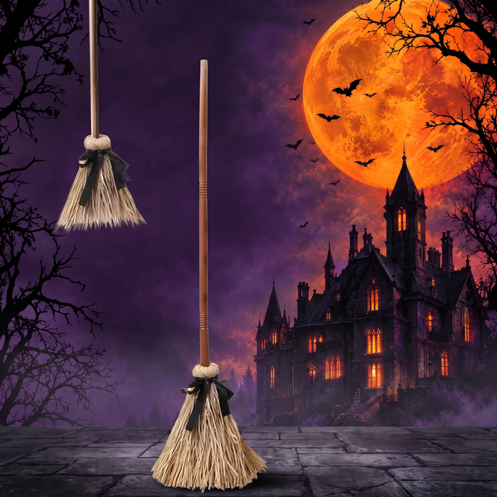 Floating Witch Broom Halloween Decoration — Hallowicked hero (SU00360763)