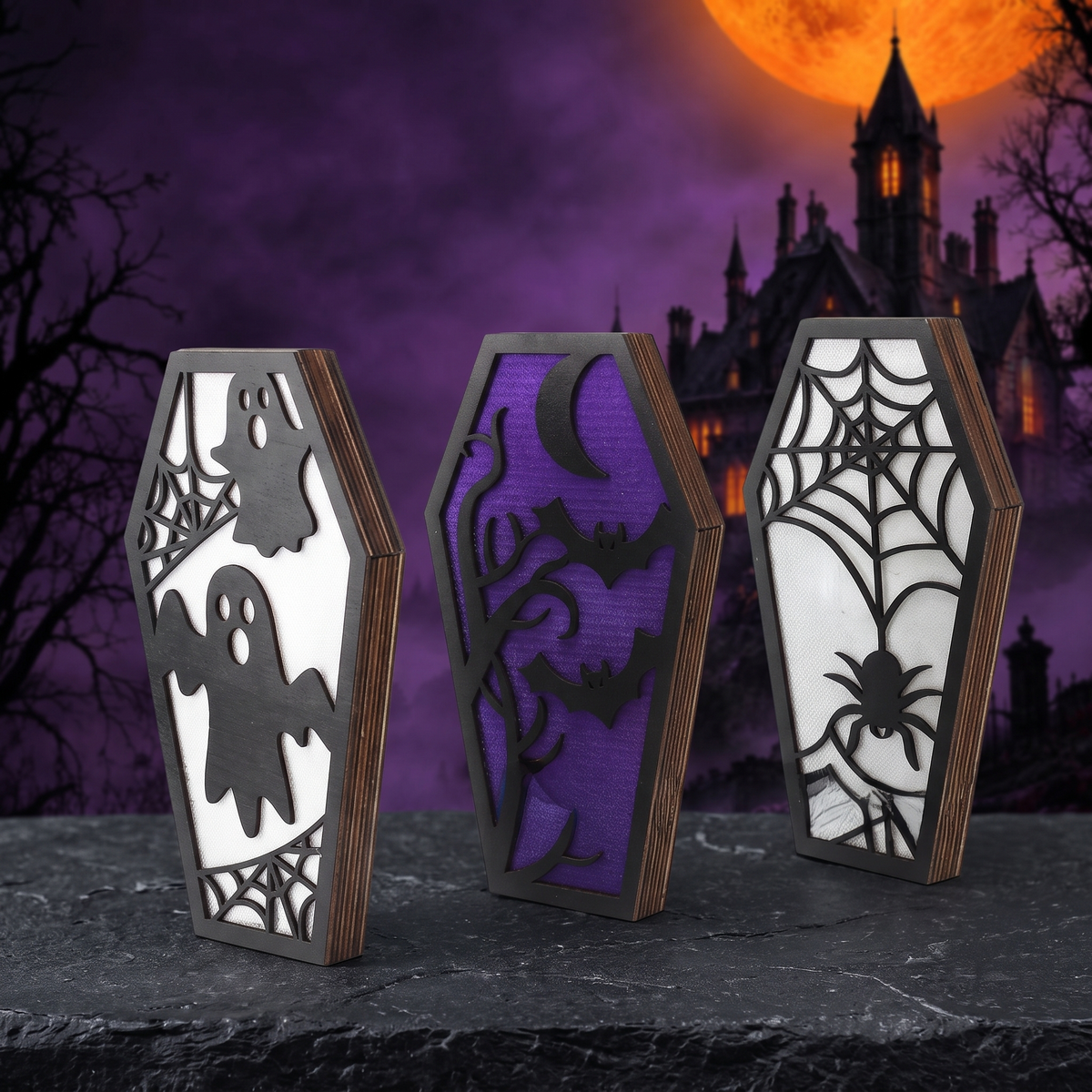 Halloween Decoration DIY Creative Bat Ghost Ornaments Decorative Lights — Hallowicked hero (SU00128996)