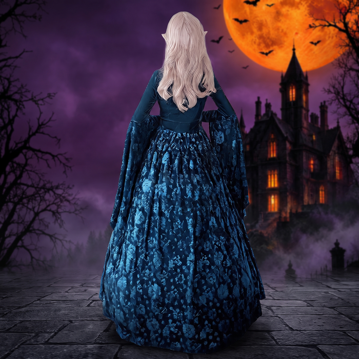 Halloween Witch Princess Costume Dress with Cape — Hallowicked hero (SU00023268)