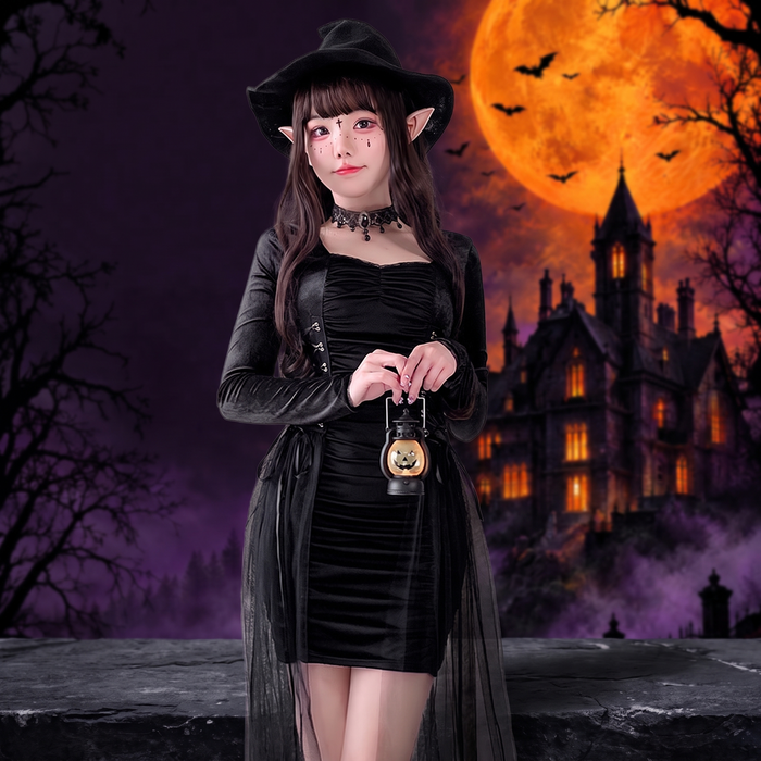 Gothic Witch Robe Halloween Cosplay Costume — Hallowicked hero (SU00029951)