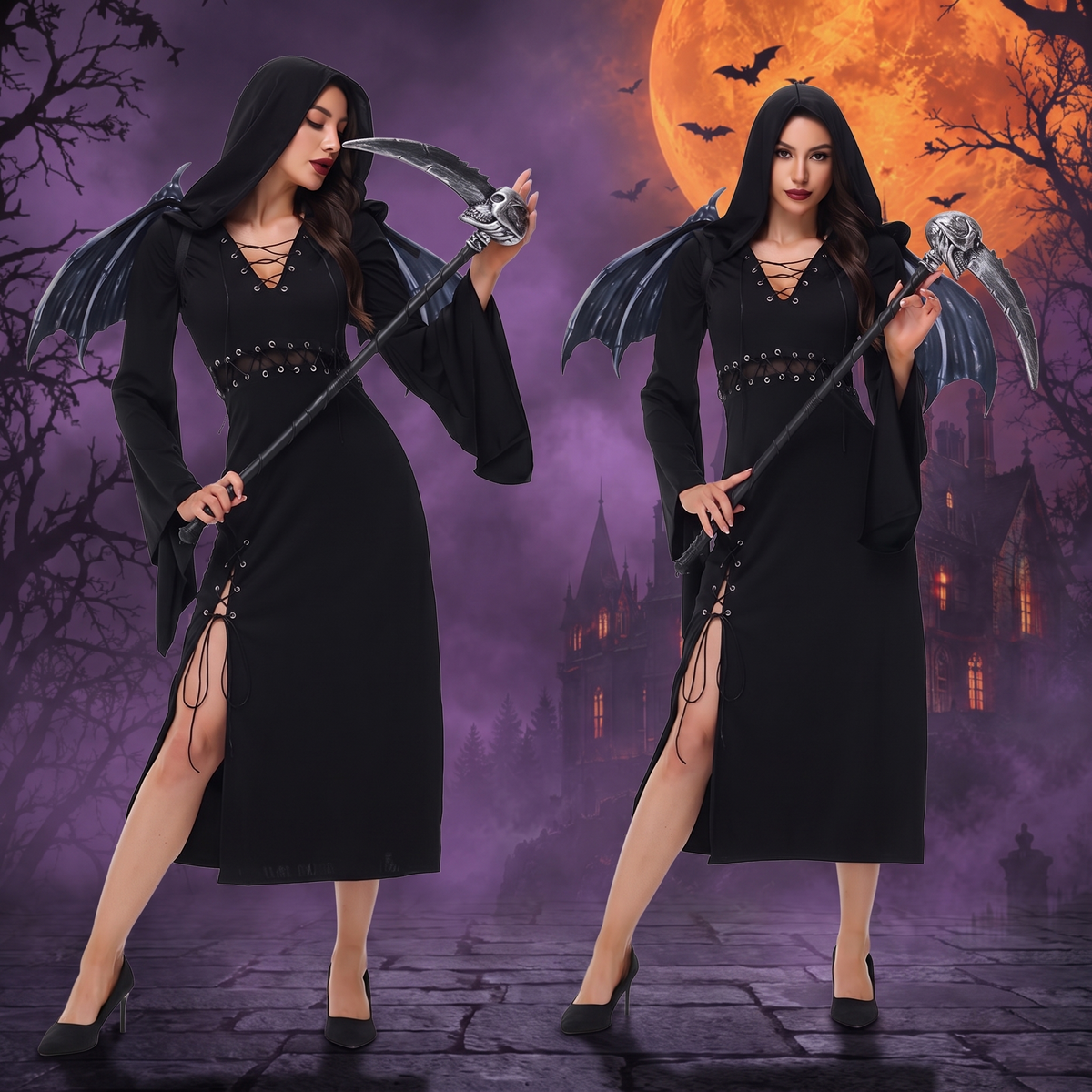 Gothic Halloween Costume Long Dress — Hallowicked hero (SU00029921)