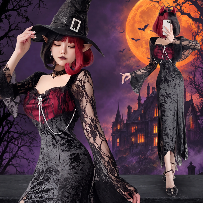 Gothic Halloween Costume Black Dress — Hallowicked hero (SU00029954)
