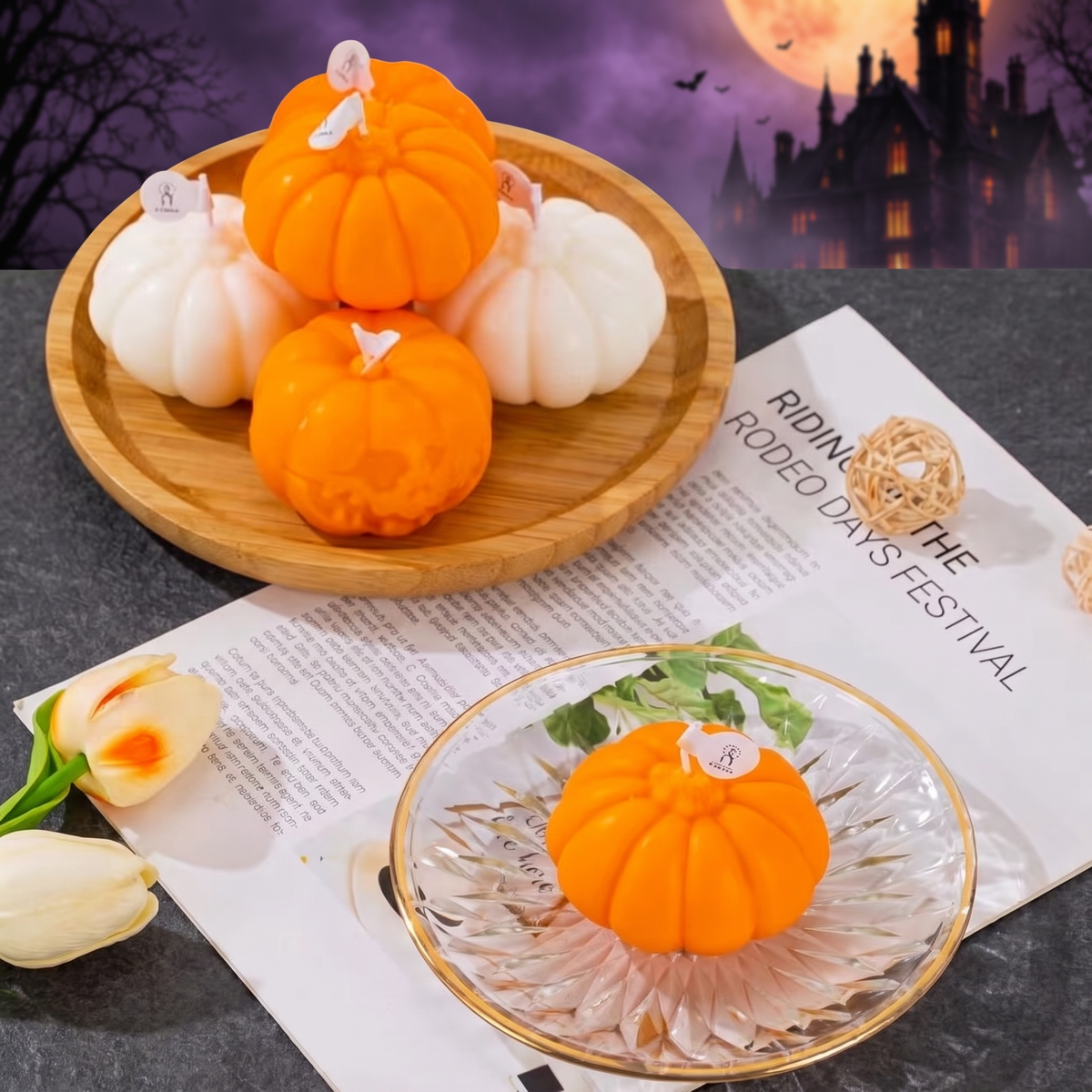Halloween Pumpkin Candle Horror Faces — Hallowicked hero (SU00013822)
