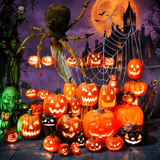 LED Halloween Pumpkin Lantern with Multiple Designs — Hallowicked hero (SU00028992)