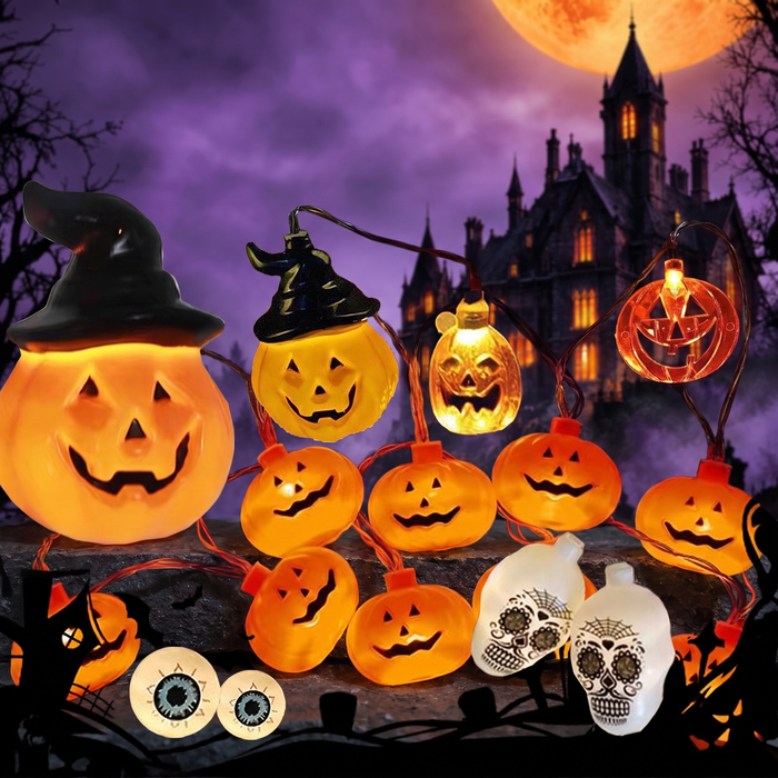 Halloween LED String Lights with Pumpkin Skull Ghost Designs — Hallowicked hero (SU00028918)