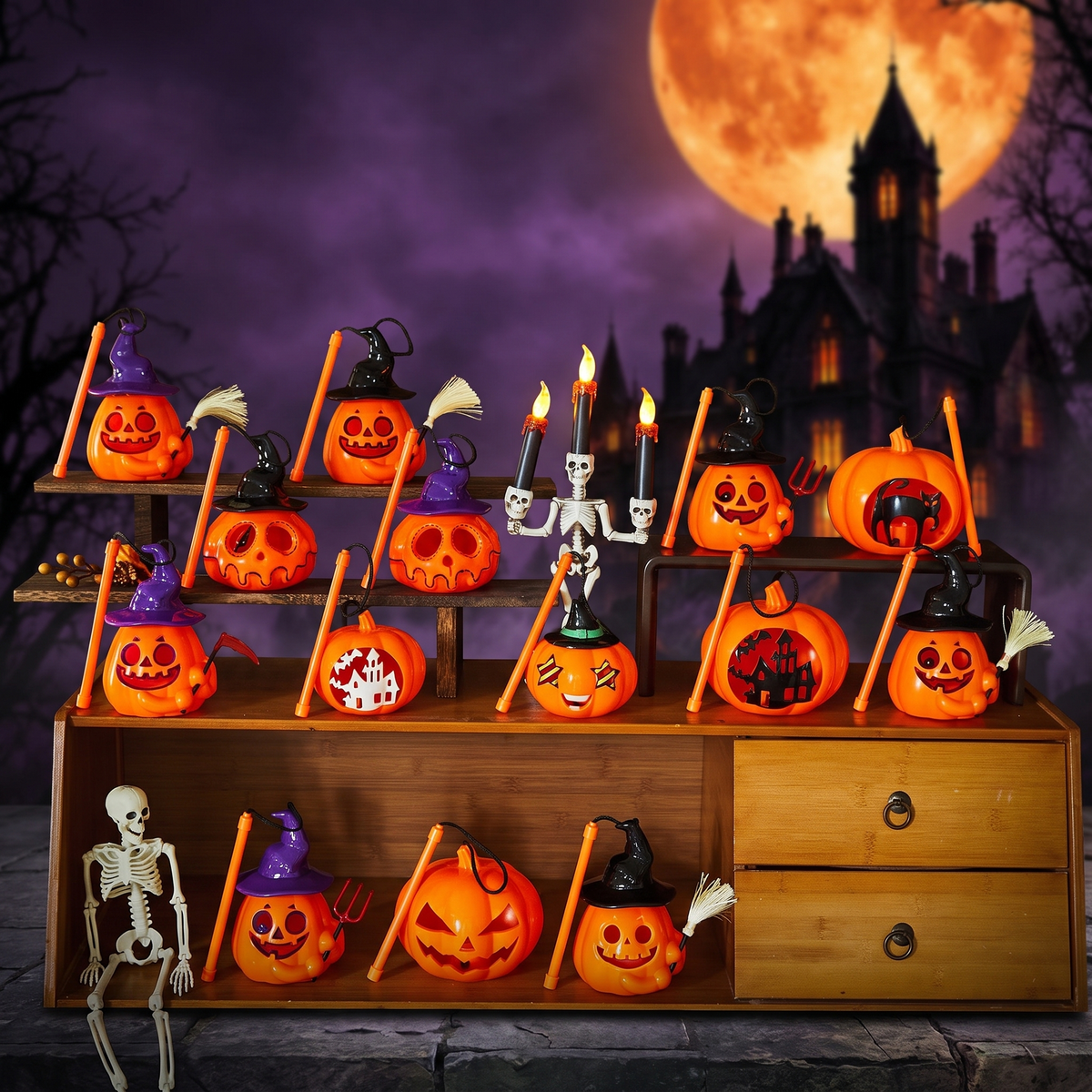 Halloween portable pumpkin lantern decoration luminous pumpkin lantern — Hallowicked hero (SU00024892)