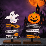 Halloween Pumpkin Letters Wooden Ornaments Tree-Shaped Ghost Table — Hallowicked hero (SU00024794)
