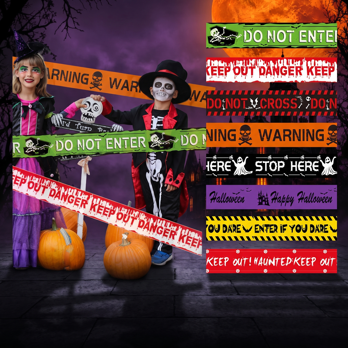 Halloween decoration isolation WARNING tape WARNING — Hallowicked hero (SU00024767)