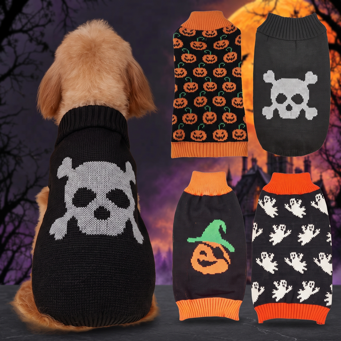 Halloween Pumpkin Pet Knitted Sweater — Hallowicked hero (SU00031927)