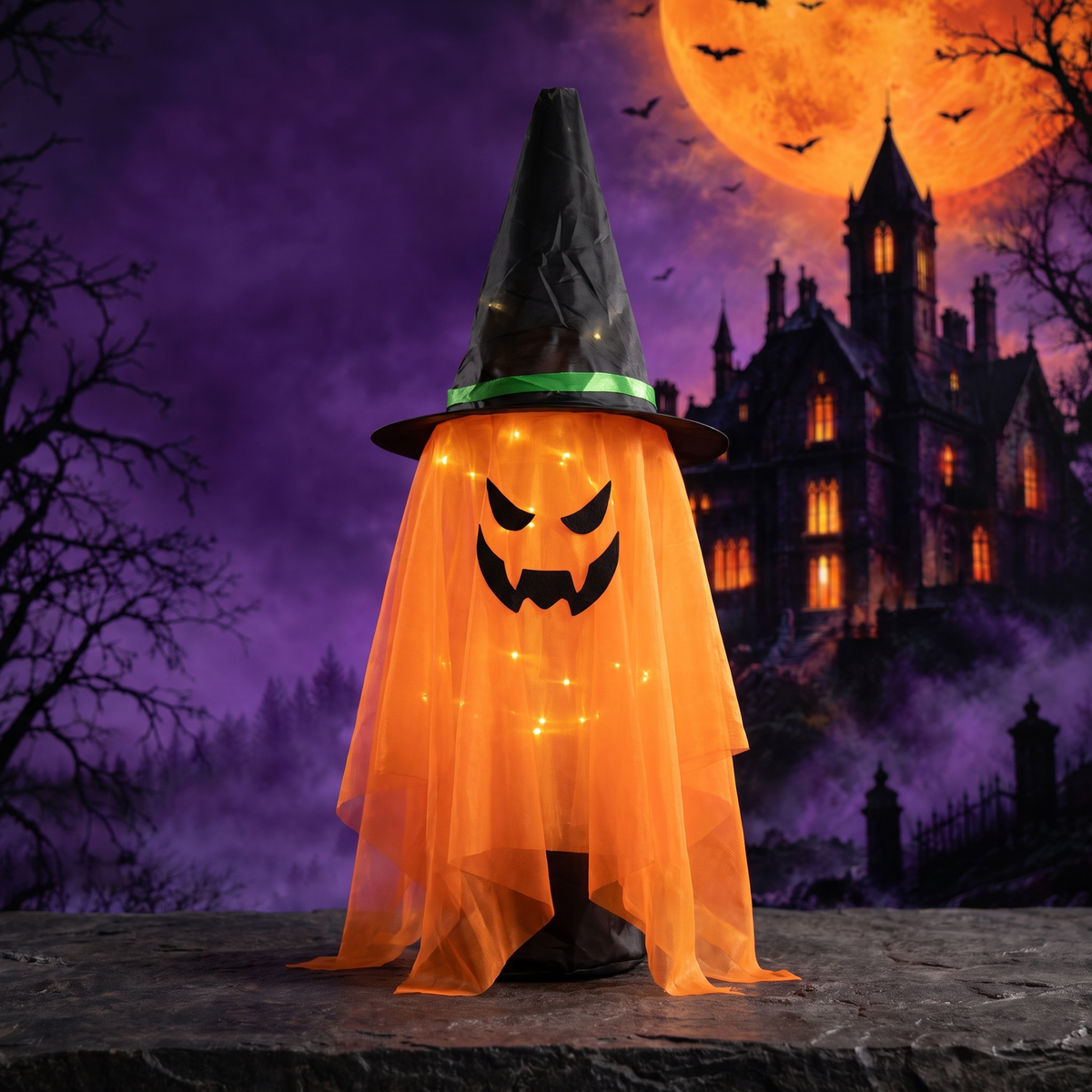 Luminous Wizard Hat Halloween Decoration with Warm Light — Hallowicked hero (SU00028375)