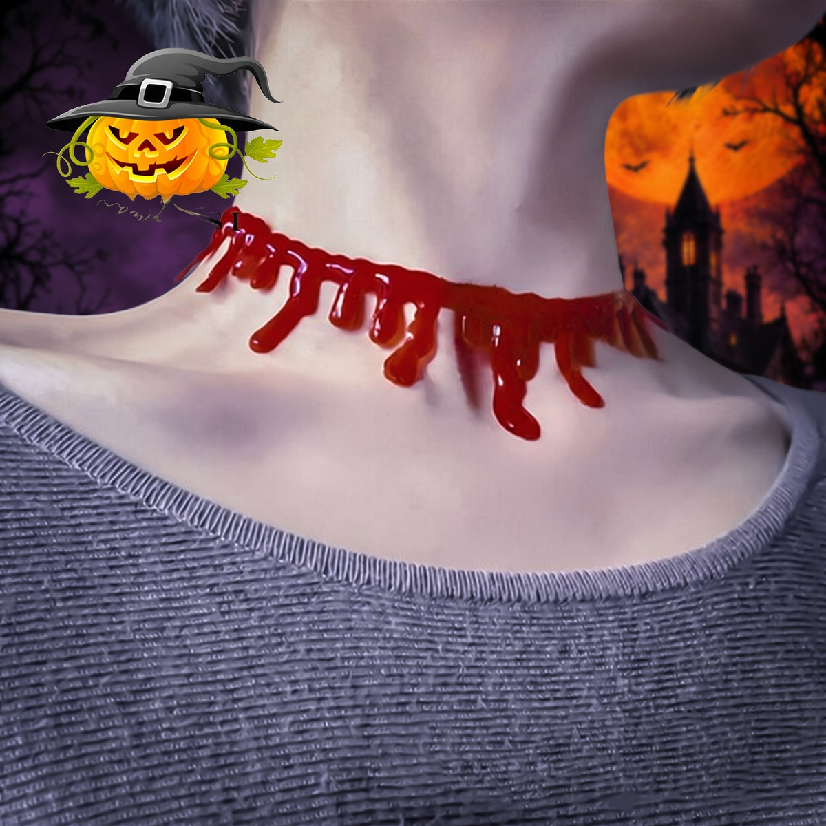 Halloween Simulation Bleeding Necklace — Hallowicked hero (SU00023547)
