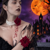 Halloween Dark Blood-Stained Pearl Beaded Necklace — Hallowicked hero (SU00018392)