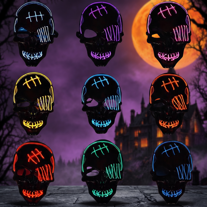 LED Luminous Halloween Skull Mask USB Rechargeable Horror Costume Prop — Hallowicked hero (SU00027163)