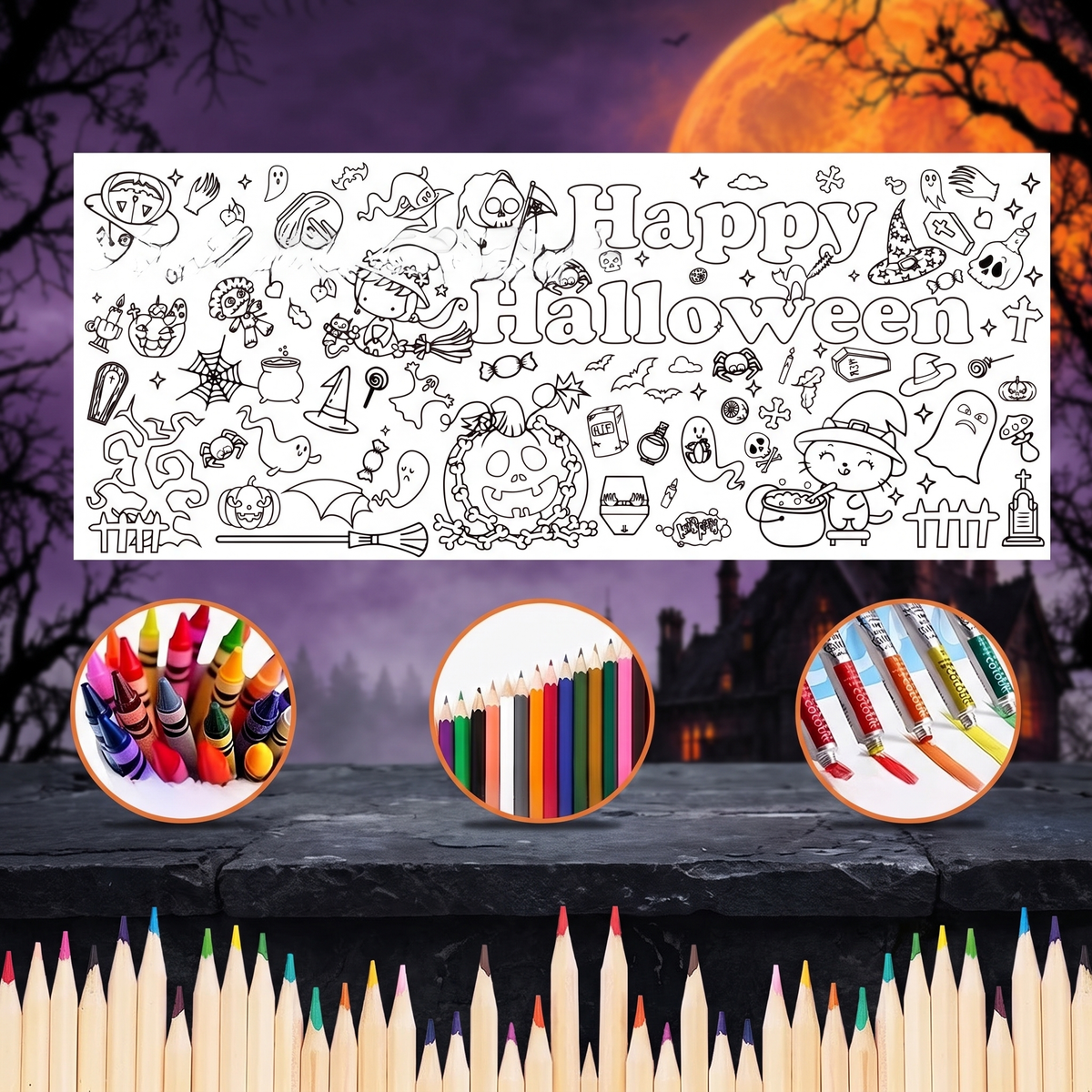 Halloween Coloring Poster for Kids — Hallowicked hero (SU00013838)