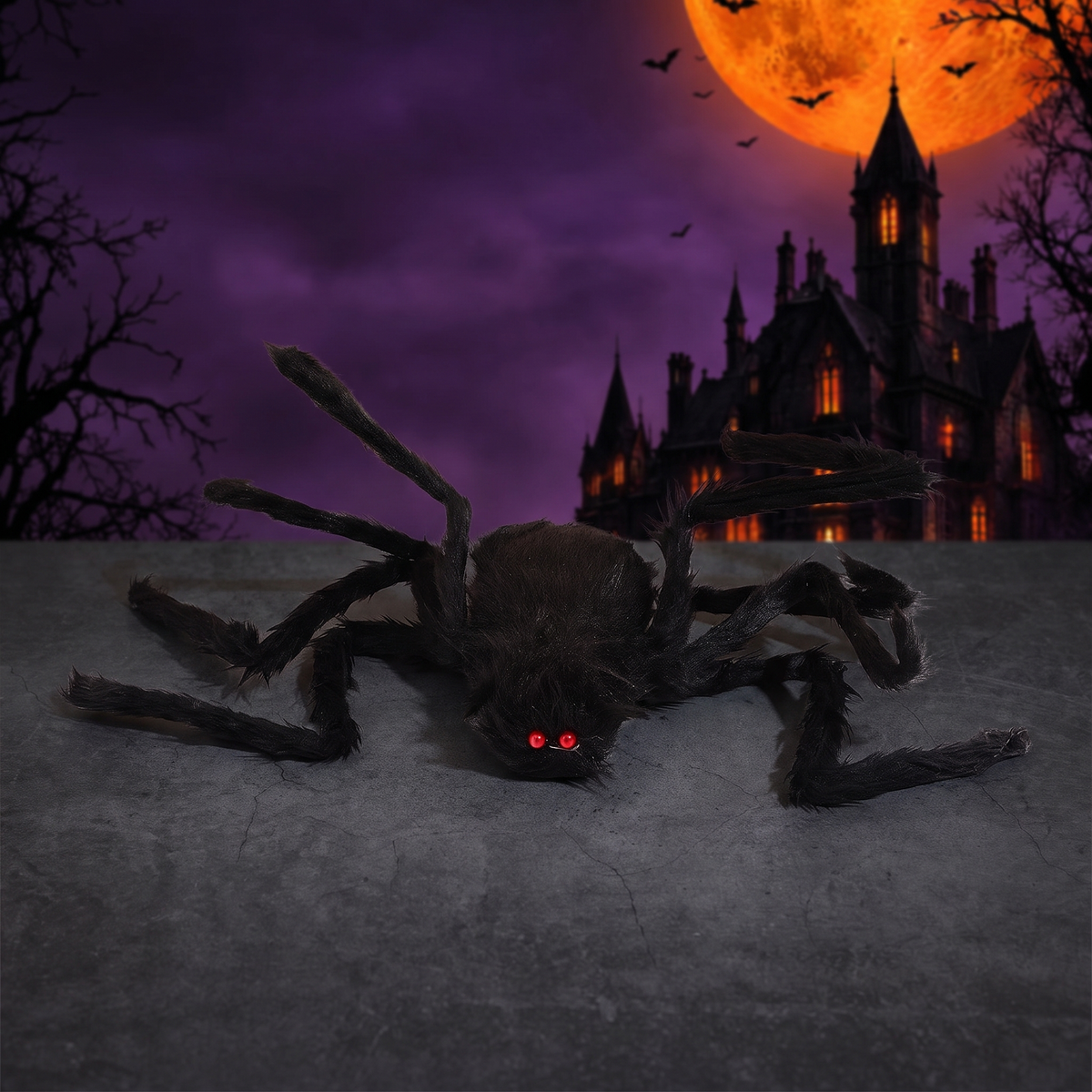 Halloween Plush Black Spider Props Long-Haired — Hallowicked hero (SU00018412)